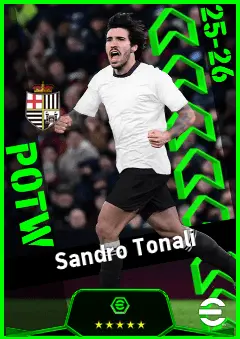 Sandro Tonali eFootball 2026 player card, 95 OVR DMF