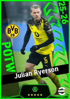 Julian Ryerson eFootball 2026 player card, 93 OVR RMF