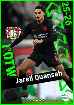 Jarell Quansah eFootball 2026 player card, 93 OVR CB