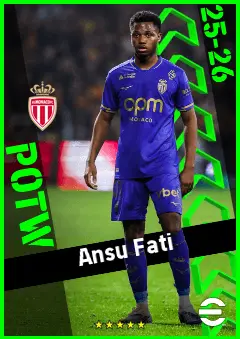 Ansu Fati eFootball 2026 player card, 93 OVR CF