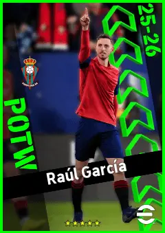 Raúl García eFootball 2026 player card, 92 OVR CF