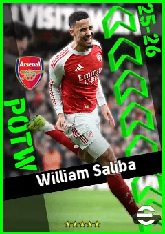 William Saliba eFootball 2026 player card, 96 OVR CB
