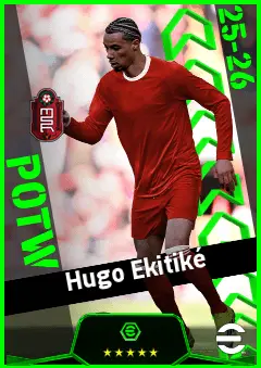 Hugo Ekitiké eFootball 2026 player card, 95 OVR CF
