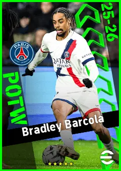 Bradley Barcola eFootball 2026 player card, 95 OVR CF