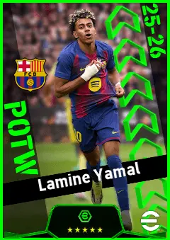 Lamine Yamal eFootball 2026 player card, 97 OVR RWF