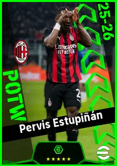 Pervis Estupiñán eFootball 2026 player card, 93 OVR LMF