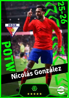 Nicolás González eFootball 2026 player card, 93 OVR RMF