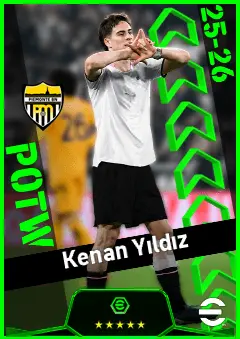 Kenan Yıldız eFootball 2026 player card, 95 OVR AMF