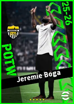 Jeremie Boga eFootball 2026 player card, 92 OVR CF