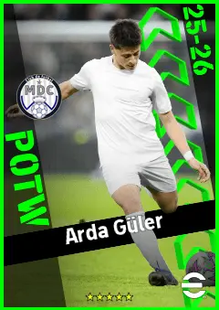 Arda Güler eFootball 2026 player card, 95 OVR CMF