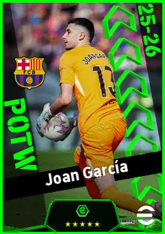 Joan García eFootball 2026 player card, 95 OVR GK