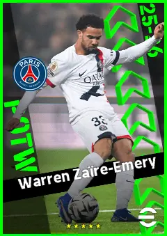 Warren Zaïre-Emery eFootball 2026 player card, 96 OVR RB