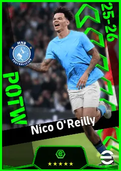 Nico O'Reilly eFootball 2026 player card, 93 OVR LB