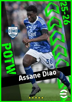 Assane Diao eFootball 2026 player card, 93 OVR RMF