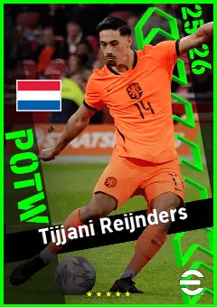 Tijjani Reijnders eFootball 2026 player card, 96 OVR AMF