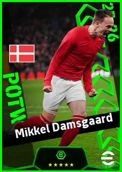 Mikkel Damsgaard eFootball 2026 player card, 94 OVR LMF