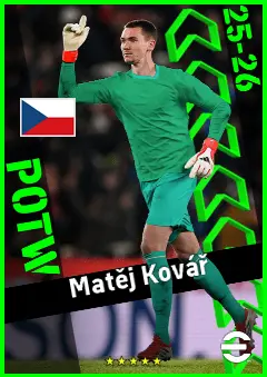 Matěj Kovář eFootball 2026 player card, 93 OVR GK