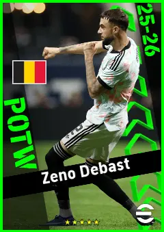 Zeno Debast eFootball 2026 player card, 93 OVR CB