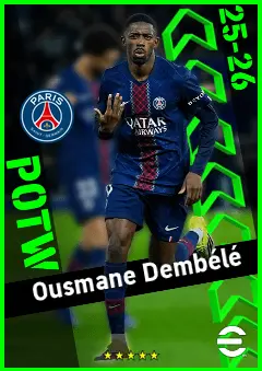 Ousmane Dembélé eFootball 2026 player card, 96 OVR CF