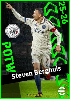 Steven Berghuis eFootball 2026 player card, 93 OVR RWF