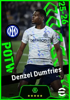 Denzel Dumfries eFootball 2026 player card, 95 OVR RMF