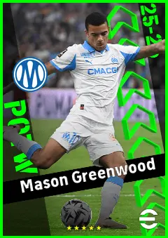 Mason Greenwood eFootball 2026 player card, 96 OVR AMF