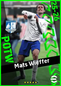 Mats Wieffer eFootball 2026 player card, 92 OVR RB