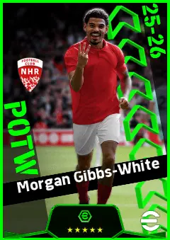 Morgan Gibbs-White eFootball 2026 player card, 94 OVR AMF