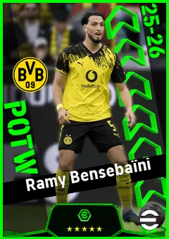 Ramy Bensebaïni eFootball 2026 player card, 93 OVR CB