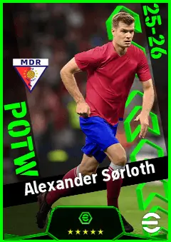 Alexander Sørloth eFootball 2026 player card, 93 OVR CF