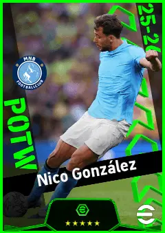 Nico González eFootball 2026 player card, 93 OVR DMF