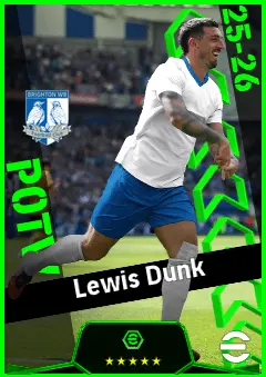 Lewis Dunk eFootball 2026 player card, 93 OVR CB