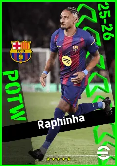 Raphinha eFootball 2026 player card, 96 OVR RWF