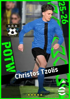 Christos Tzolis eFootball 2026 player card, 93 OVR LMF