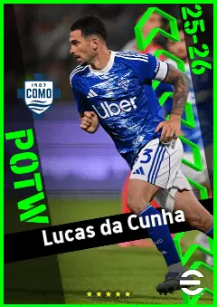Lucas da Cunha eFootball 2026 player card, 92 OVR CMF
