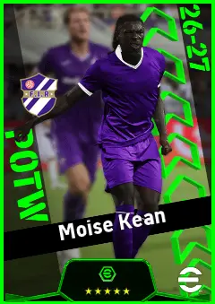 Moise Kean eFootball 2026 player card, 95 OVR CF