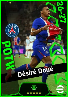 Désiré Doué eFootball 2026 player card, 95 OVR RWF