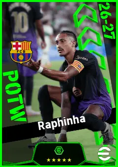 Raphinha eFootball 2026 player card, 95 OVR CF