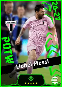 Lionel Messi eFootball 2026 player card, 95 OVR RWF
