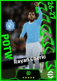 Rayan Cherki eFootball 2026 player card, 95 OVR AMF