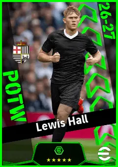 Lewis Hall eFootball 2026 player card, 94 OVR LB