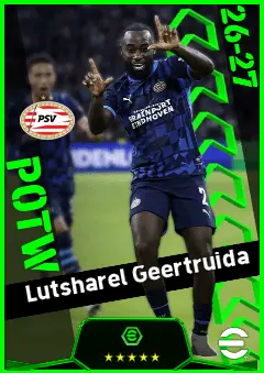 Lutsharel Geertruida eFootball 2026 player card, 93 OVR CB