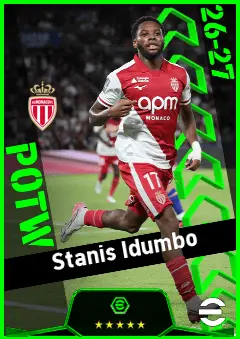 Stanis Idumbo eFootball 2026 player card, 93 OVR LMF