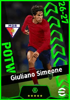 Giuliano Simeone eFootball 2026 player card, 96 OVR RMF