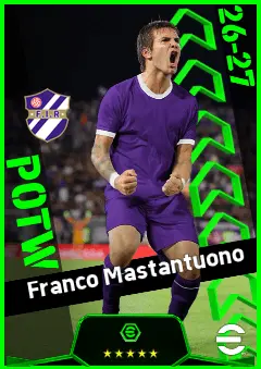 Franco Mastantuono eFootball 2026 player card, 93 OVR RMF
