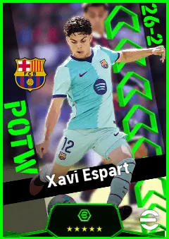 Xavi Espart eFootball 2026 player card, 92 OVR LB