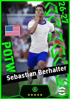 Sebastian Berhalter eFootball 2026 player card, 93 OVR CMF