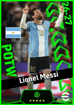 Lionel Messi eFootball 2026 player card, 97 OVR RWF