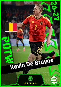 Kevin De Bruyne eFootball 2026 player card, 94 OVR AMF