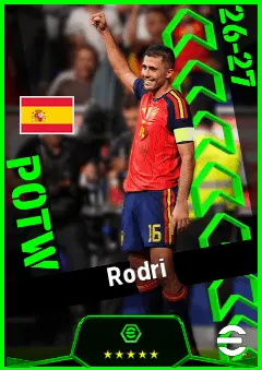 Rodri eFootball 2026 player card, 96 OVR DMF